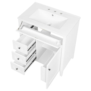 Modern Bathroom Vanity With Sink, 3 Drawers And Adjustable Shelf