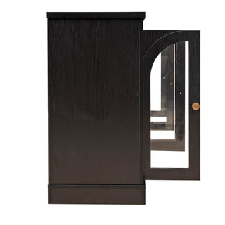 Modern Arched Glass Sideboard With 6 Doors, Buffet Cabinet With Storage And Adjustable Shelves