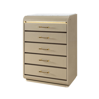 Gigi - Chest With LED Lights Chest, 5 Drawers, LED Lighting, Rounded Edges - Gold