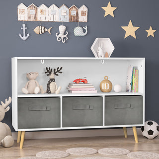 Bookcase With Collapsible Drawers, Book Display Organizer
