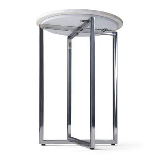 Marsden - Side Table With Polished Base - White / Silver