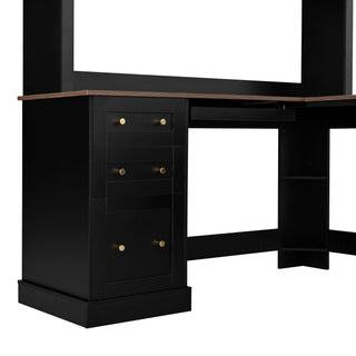 Space Saving L-Shaped Computer Desk With Keyboard Tray & Charging Stations