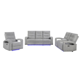 Isolde - Power Reclining Loveseat With LED Lighting - Gray