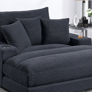 Upholstered Chaise Lounge With Cup Holders USB Port And Pillows
