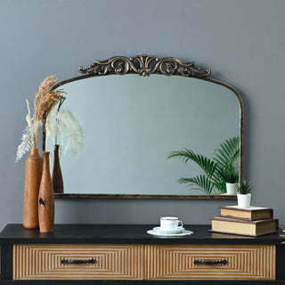 Handmade Arched Mirror, Ornate Baroque For Entryway - Antique Bronze