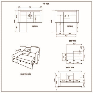 Territory - Pull Out Sofa Bed With Design - Dark Gray