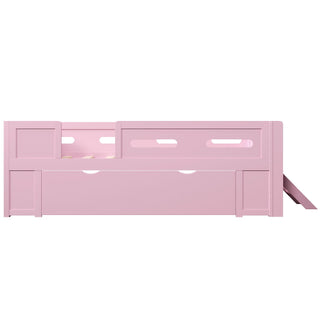 Platform Bed With Guardrail And Drawer
