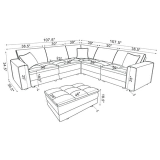 Azure - 6 Piece Upholstered Modular Sectional Sofa - Blue