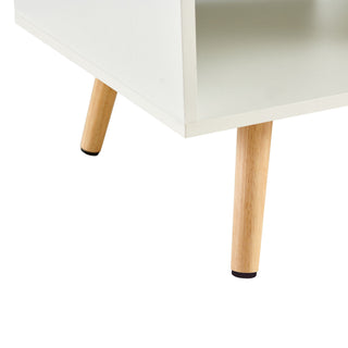 Modern Rectangle Coffee Table With Legs, Sliding Drawer For Storage - White