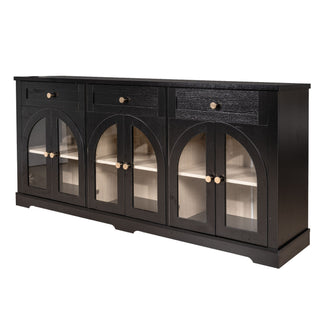 Sideboard Cabinet With 3 Drawers And 6 Arched Glass Doors