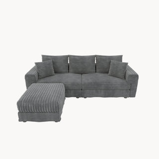 Convertible Deep Seat Sofa With Soft Pillows And Ottomans