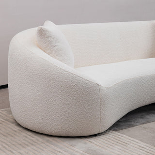 Curved 3 Seater Sofa For Living Room - White