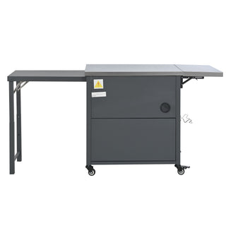 Foldable Outdoor Prep Station BBQ Cart With Trash Rack