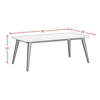 Marlene - Dining Table With White Faux Marble Top - White
