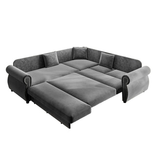 L-Shaped Sofa Couch With Pull-Out Bed