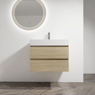 Wall Mounted Bathroom Vanity And Sink, 2 Soft Close Drawers