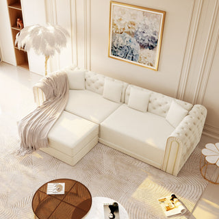 3-In-1 Convertible Sleeper Sofa With Movable Ottoman For Living Room