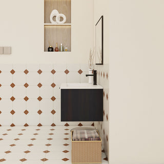 Wall Mounted Floating Bathroom Vanity With Open Shelf & Soft Close Door