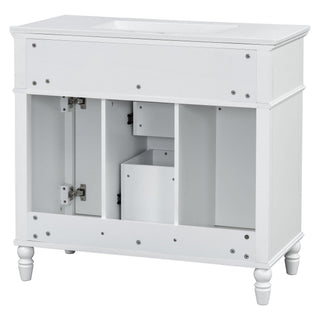 Bathroom Vanity With Sink, Flip-Out Top Drawer, Soft Close Doors, 2 Storage Drawers