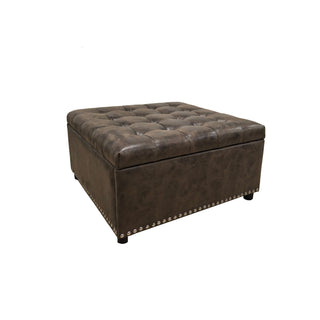 Tufted Storage Ottoman - Dark Brown