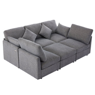 Sectional Sofa Modular U-Shaped With Ottoman & USB Ports
