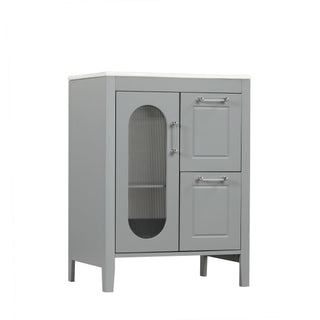 Modern Bathroom Vanity With Sink, Cabinet With 2 Drawers And Door, Adjustable Shelf