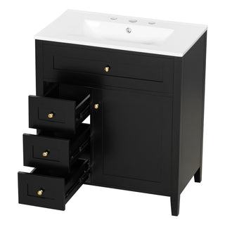 Modern Bathroom Vanity With Sink, 3 Drawers And Adjustable Shelf