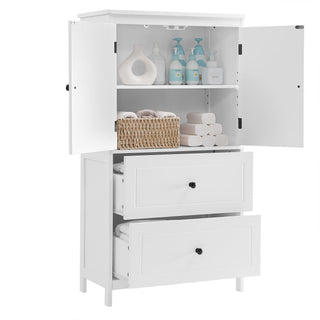 Bathroom Storage Cabinet With 2 Doors And Drawers, Adjustable Shelf