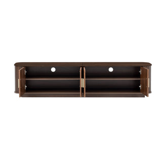 70" TV Stand With Ample Storage, Refined Curved Corners - Dark Brown