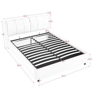 Storage Upholstered Hydraulic Platform Bed With Integrated Headboard