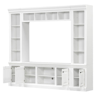 TV Stand With Hutch, Large Entertainment Center With Adjustable Shelves