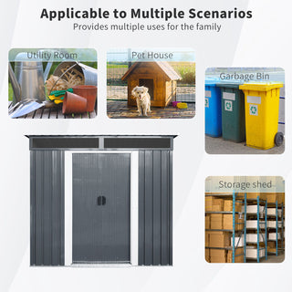 Outdoor Metal Storage Shed With Window And Transparent Plate For Garden, Lawn