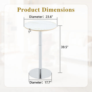 Circular Bar Table - White / Silver