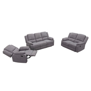 3 Piece Reclining Sofa Set With 150° Deep Recline, 3 Seat Couch, Loveseat & Single Recliner - Gray