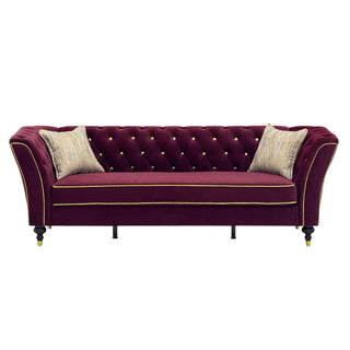 3 Person Sofa With Deep Seat, Tufted Backrest