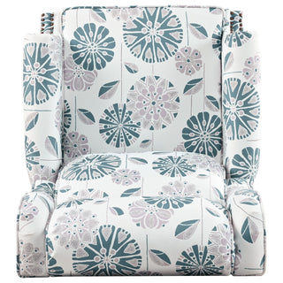 Push Back Recliner Chair Upholstered Recliner Armchair With Classic Wing Back And Solid Gourd-Shaped Legs