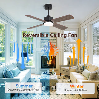 42" Ceiling Fan With Light And Memory Function, DC Reversible Motor, 4 Blades