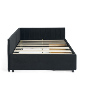 Upholstered Tufted Daybed Frame With Storage Drawers