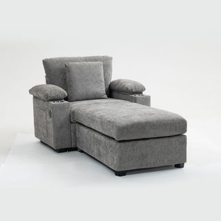 Modern Oversized Chair With Ottoman, Cupholders And USB Charging Ports
