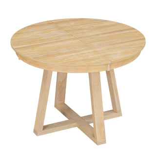 Dining Set With Leaf Round Table And 4 Upholstered Chairs