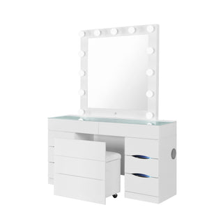 Elisa - Vanity Set With Stool And LED Bulbs