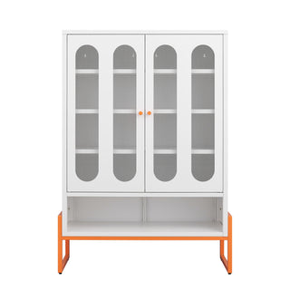 Modern Metal Shoe Cabinet With DoublebSided Doors And Adjustable Partitions