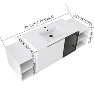 Wall Mounted Bathroom Vanity With Sink, Cabinet & Half Door