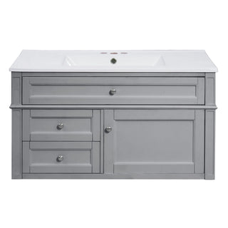 Modern Wall Mounted Floating Cabinet With Double Drawer And Sink