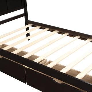 Platform Storage Bed With 2 Wheel Base Drawers