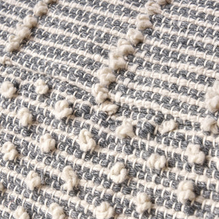Diamond - Handcrafted Faux Yarn Pouf - Ivory / Gray