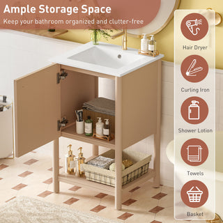 Bathroom Vanity With Sink, Freestanding Single Cabinet Set - Cream White