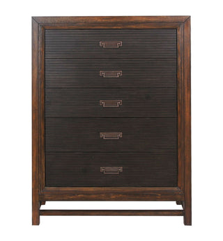 5 Drawer Chest, 2 Tone - Brown