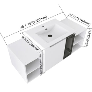 Wall Mounted Bathroom Vanity With Sink, Cabinet & Half Door
