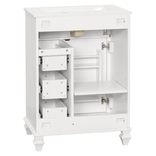 Freestanding Bathroom Vanity With Sink, 3 Drawers & Flip-Out Drawer